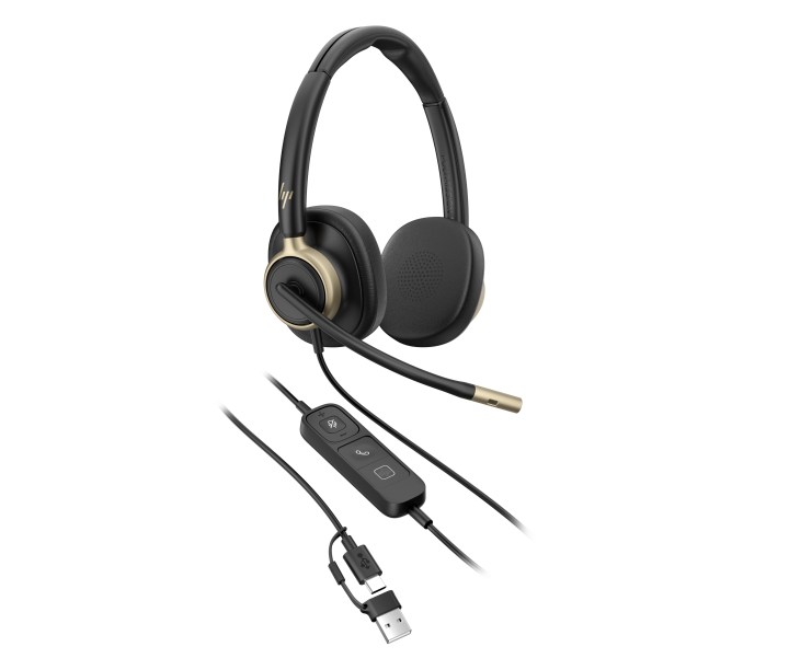 HP Poly Mission 825 USB Headset Stereo Catalog TransparentBG Spill OFF FrontRight 6008250